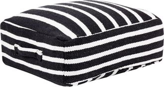 Beliani Puf A Rayas Cuadrado De Algod&oacute;n Setta En Blanco Y Negro