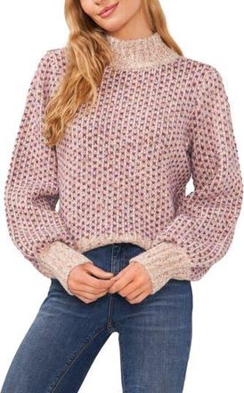CeCe by Cynthia Steffe Marled Blouson Sleeve Jacquard Sweater in Cereal at Nordstrom Rack, Size X-Small