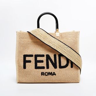 Fendi Beige Raffia Tote Bag (Pre-Owned)