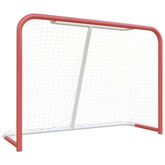 vidaXL Porter&iacute;a Hockey Y Red Acero Poli&eacute;ster Rojo Blanco 153x60x118cm Vidaxl