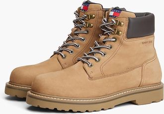 Tommy Hilfiger Mens Tommy Jeans Archive Leather Outdoor Boot - Warm Khaki - US 11.5 / EU 45