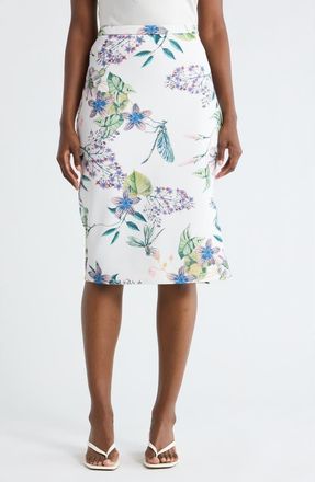 T Tahari Floral Scuba Pencil Skirt in Ivory Botanical Print at Nordstrom Rack, Size X-Small