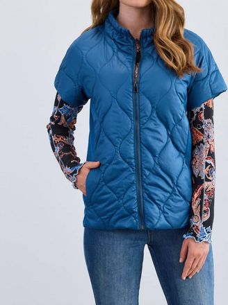FDJ Short-Sleeve Mixed Media Jacket In Indigo