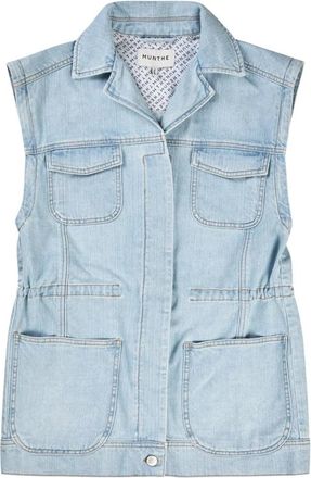 Munthe Denimvest met trekkoord taille - Dames - Bodywarmers - Blauw - S - Denim - Jassen