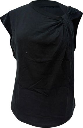 Isabel Marant Nayda Twisted T-Shirt in Black Cotton