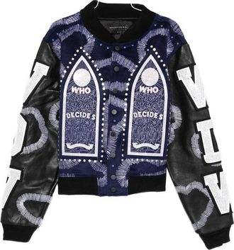Who Decides War by Ev Bravado Appliqu&eacute; Varsity Jacket