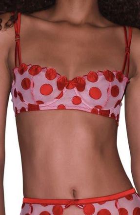 Fleur du Mal Fuller Cup Polka Dot Embroidered Underwire Balconette Bra in Rouge at Nordstrom Rack, Size 34F (4D Us)