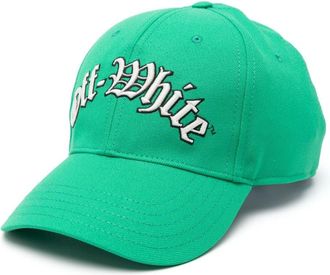 Off-white logo-embroidered baseball cap - men - Cotton/Polyester - M - Green