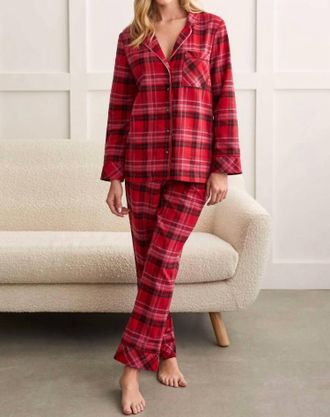 Tribal Plaid Pajama Set In Red