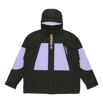 adidas originals Logo Pattern Loose Long Sleeves Hooded Jacket Black H07078