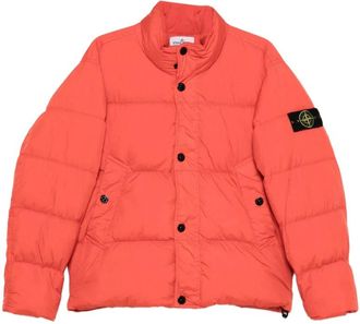 Stone Island Winter Jackets, male, Orange, Size: XL Crinkle Reps NY Bomber Jacket