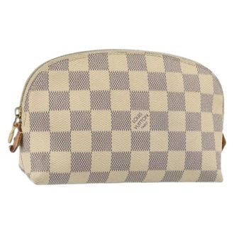 Louis Vuitton Pre-owned Damier Azur Canvas Pouch - Dames - Pre-owned - Wit - Maat: ONE Size Leer