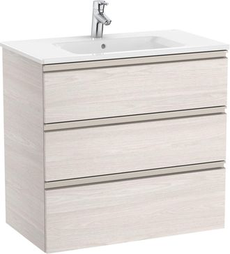 Roca Roca - Pack Unik Mueble Base De 3 Cajones + Lavabo Central The Gap Color: Fresno N&oacute;rdico - Medidas: 805x460x763 Mm