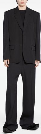 Balenciaga Mens Wool Single-breasted Blazer Jacket - Black - Size Small