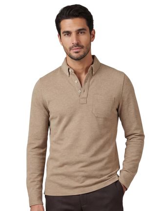 Scotland Blue normale fit poloshirt camel effen pique