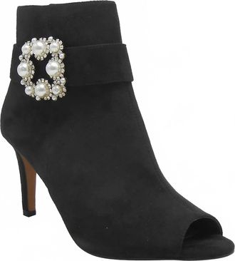 J. Rene&eacute; Womens Pranati Peep Toe Booties In Black Suede