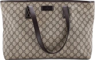 Gucci Plus GG Coated Canvas with Leather Large tote bag - Bruin