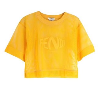 Fendi Dark Yellow Fishnet Crop Top