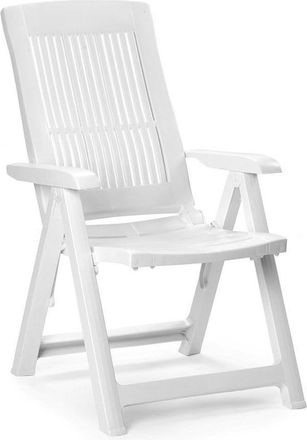Trade Shop Trade Shop - Silla Plegable Butaca Blanca Muebles De Jard&iacute;n Al Aire Libre 60x61x109h Cm 851016