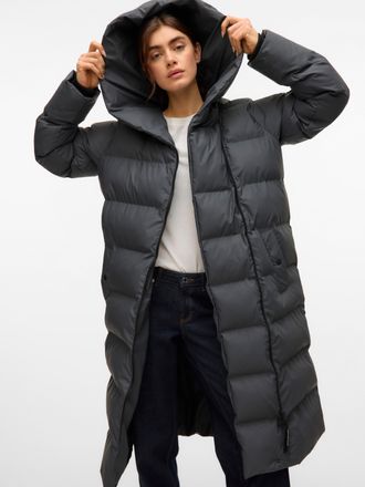 Vero Moda Steppmantel VERO MODA VMMIRIAM LONG COATED COAT BOO, Damen, Gr. XS, asphalt, Steppware, Obermaterial: 100% Polyester, unifarben, regular fit, Rippb&uuml;nd