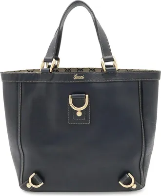 Gucci Navy Yellow Gg Canvas Handbag Tote Bag (Pre-Owned)