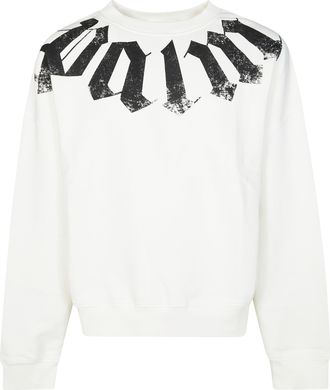 Palm Angels White Big Neck Logo Cropped Sweatshirts