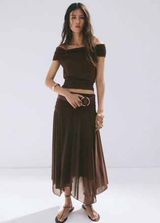 Mango Top spalle scoperte marrone - Donna - XS - MANGO