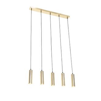 QAZQA Moderno L&aacute;mpara Colgante Moderna Lat&oacute;n 5 Luces - Jeana Acero Alargada Adecuado Para Led Max. 5 X 35 Watt - Qazqa
