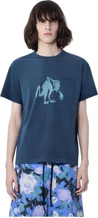 ERL Erl, Tops, Heren, Blauw, M, Katoen, Puke T-Shirt