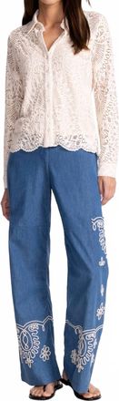 Johnny Was Soutache Cargo Pant In Denim Indigo