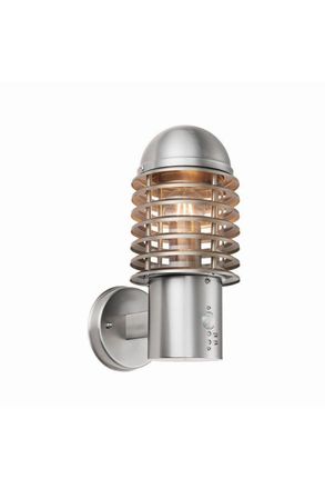 Netlighting Louvre Pir 1 Light Outdoor Wall Brushed Stainless Steel IP44 E27 in Grey