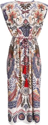 Farm Rio Abito midi Boho Glam a fiori - Bianco