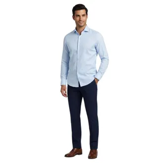 HUGO BOSS Herenoverhemd met gespreide kraag en lange mouwen (Pastelblauw)