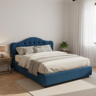 Dmora Cama Doble Arex, Cama Doble Desenfundable, Contenedor Made In Italy, Tama&ntilde;o Colch&oacute;n 160x190 Cm, Azul