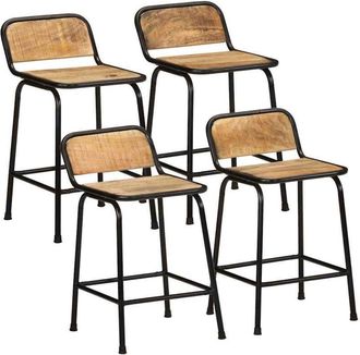 vidaXL Vidaxl - Taburetes De Barra 4 Uds 46x35,5x70 Cm Madera Maciza De Mango