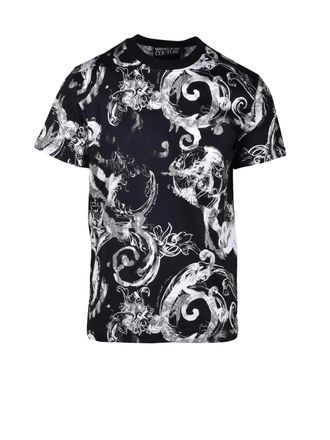 Versace Jeans Couture Black-White Cotton Regular Fit T-Shirt