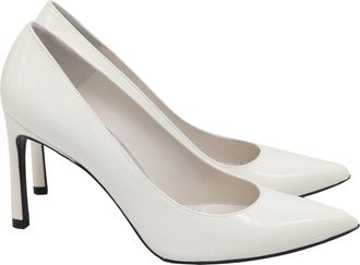Stuart Weitzman Heist Pumps in White Patent Leather