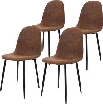 ML Design Ml-design - Juego De 4 Sillas De Comedor Con Respaldo Tapizado Marr&oacute;n Y Patas De Acero Asiento Blando De Imitaci&oacute;n De Cuero Ergon&oacute;mico Estilo N&oacute;rdico 