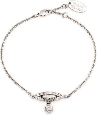 Vivienne Westwood Orb-charm bracelet - women - Platinum Plated Brass/Crystal - OS - Silver