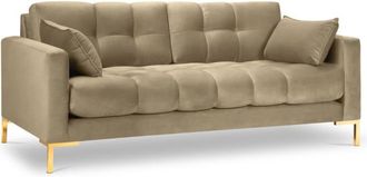 MICADONI Sofá 3 plazas de terciopelo beige