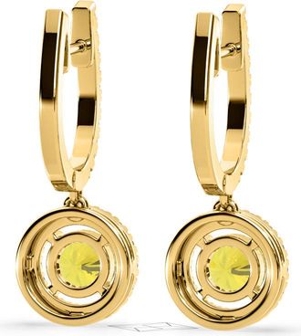 The Diamond Store Ella Yellow Lab Diamond 2.60ct Halo Drop Earrings in 18K Yellow Gold - Elara Collection