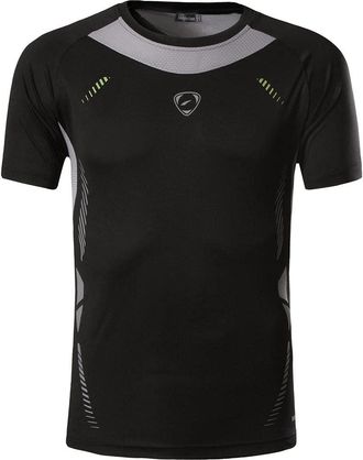 Jeansian Men Sport T-Shirt Short Sleeve Tennis Golf Bowling Tee Shirt Top LSL3225 Black L