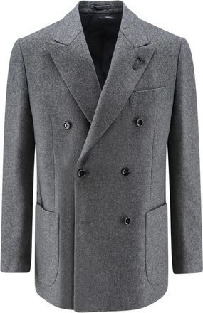 Lardini Blazer van wol en kasjmier - Heren - Jassen - Grijs - Maat: L Wol