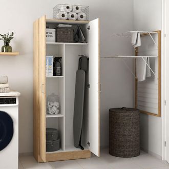 Dmora Armario Multiusos 2 Puertas Soresina, 3 Estantes, 2 Puertas, 5 Compartimentos, 70x181h Cm Marr&oacute;n Roble