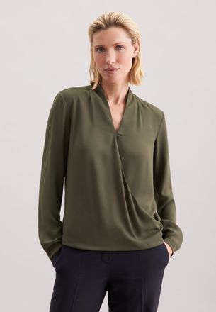 Seidensticker Wickelbluse SEIDENSTICKER Schwarze Rose, Damen, Gr. S(36), gr&uuml;n, 100% Polyester, unifarben, regular fit, V-Ausschnitt, Blusen Wickelbluse, Uni