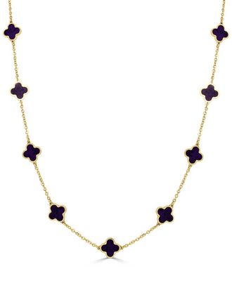 Italian Gold, Inc 14K Amethyst Clover Layered Necklace