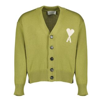 Ami Cardigans, male, Green, Size: XS Cardigan de coeur