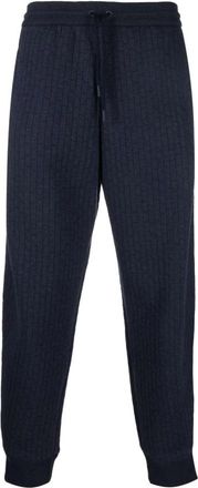 Giorgio Armani Elegant Blauwe Broek - Heren - Sweatpants - Blauw - L - Katoen - Broeken