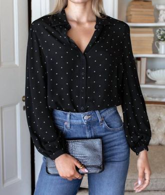 Emerson Fry Frankie Blouse In Black Swan Diamonds