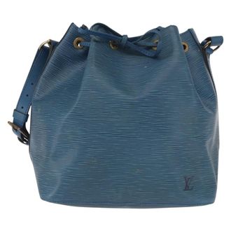 Louis Vuitton Petit Noe Monogram Canvas Blue Leather Handbag (Pre-Owned)